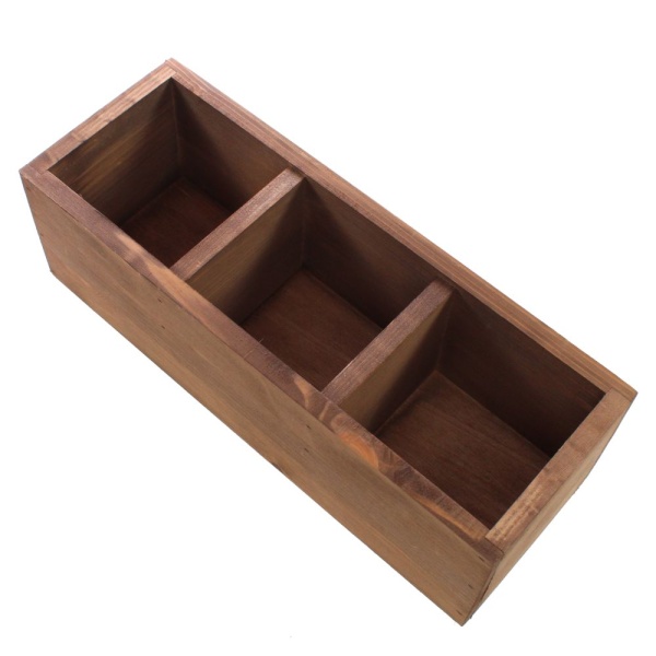 3 Compartment Wooden Condiment Box